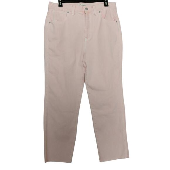 Madewell Garment Dyed High Waist Straight Leg Jeans Retro Cropped Pink 30 New - Picture 1 of 8